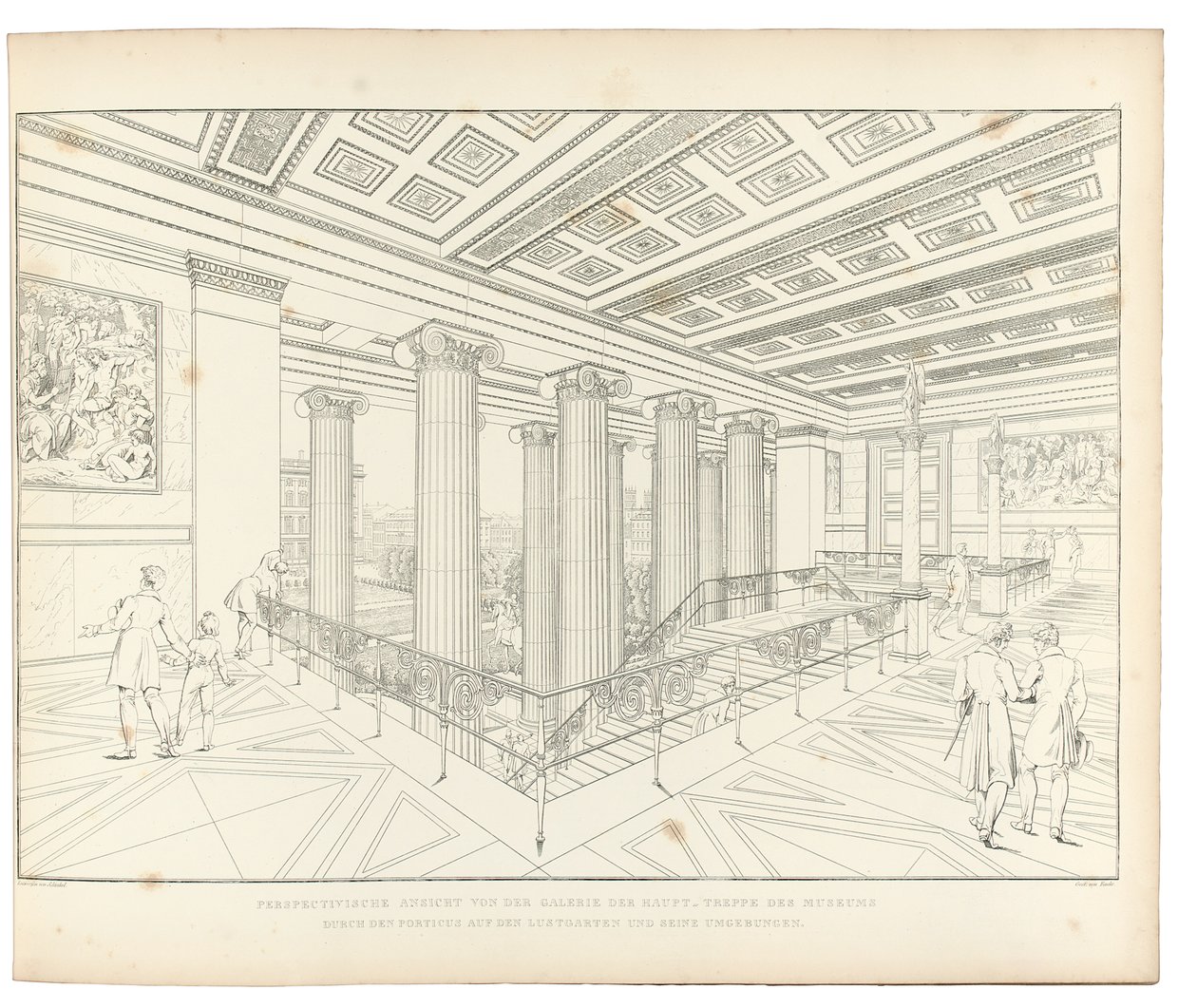 Altes Museum Berlin: Utsikt över trappan, 1852 av Karl Friedrich Schinkel