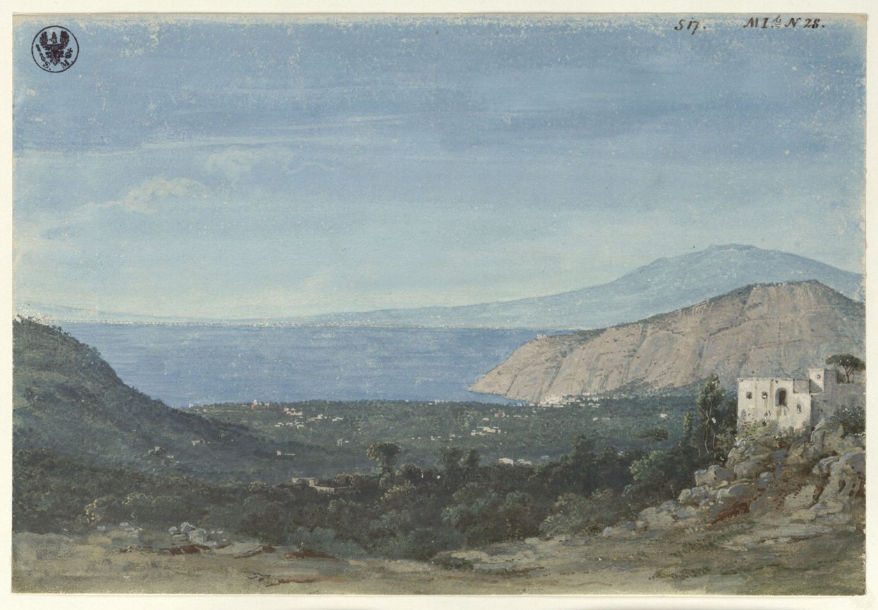 Utsikt från trakten kring Neapel / Utsikt över Sorrentos slätt från Colli di Fontanelle av Karl Friedrich Schinkel