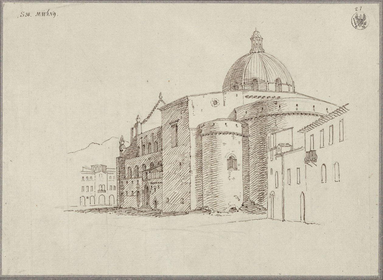 Utsikt över Messinas katedral från nordost av Karl Friedrich Schinkel