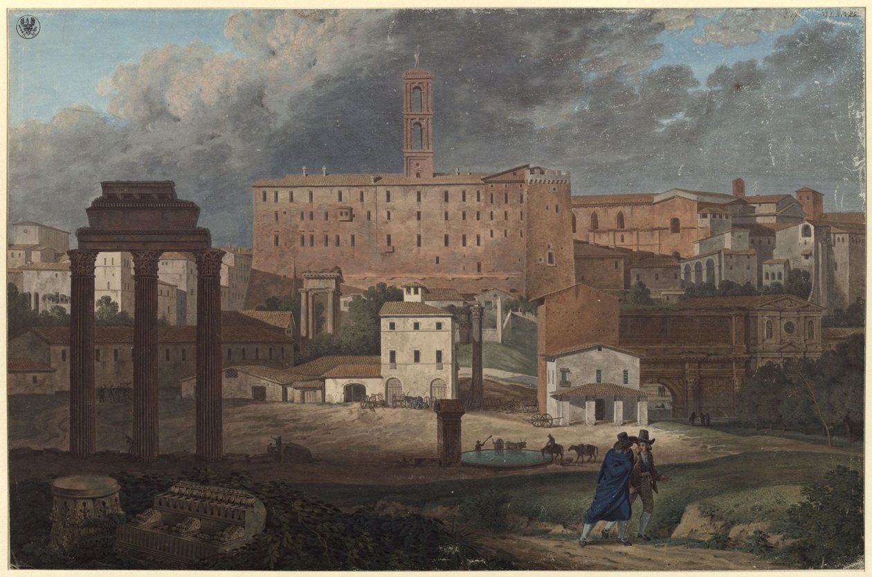 Utsikt över Kapitolium i Rom från Campo Vaccino av Karl Friedrich Schinkel