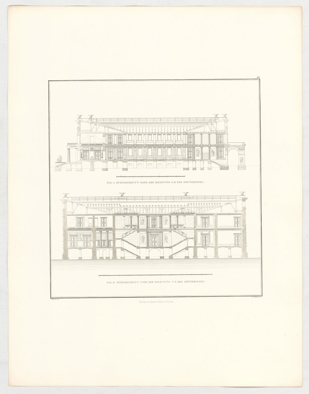 Vyerna över slottet Krzescowice, blad 50 i serien ”Samling av arkitektoniska ritningar” av Karl Friedrich Schinkel