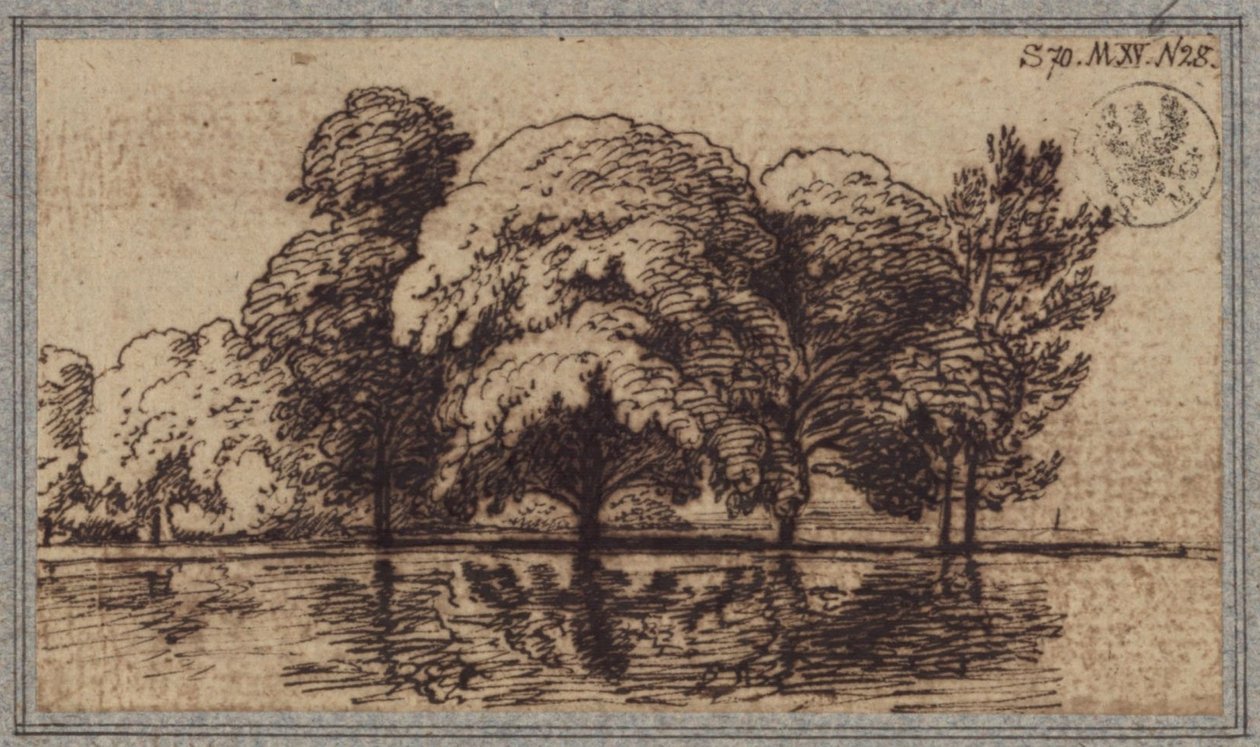 Trädgrupp vid vattnet av Karl Friedrich Schinkel