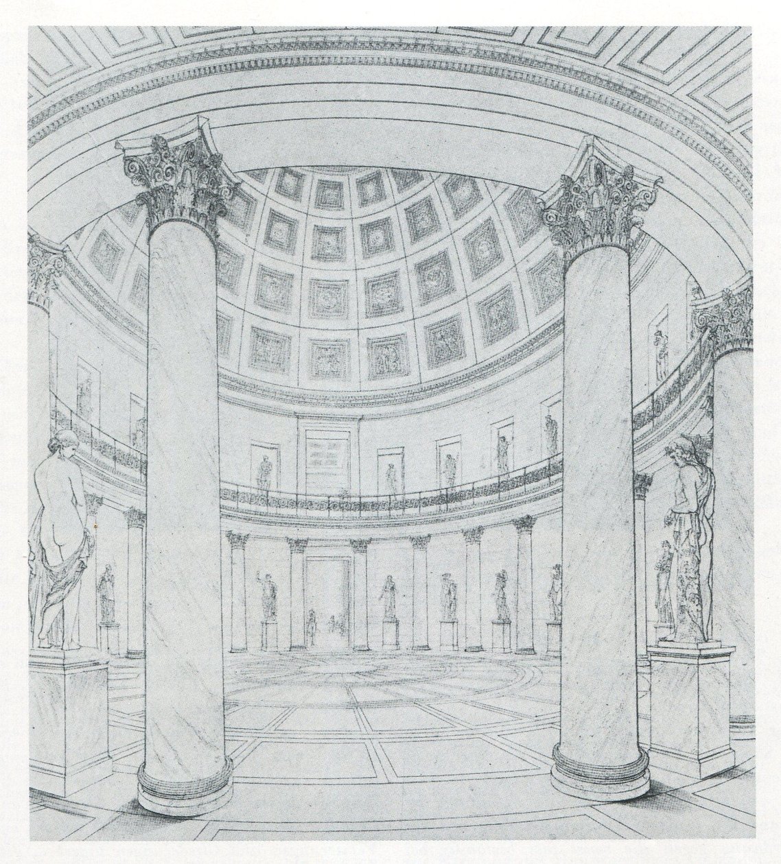 Berlin. Altes Museum vid Lustgarten. Vy över rotundan av Karl Friedrich Schinkel
