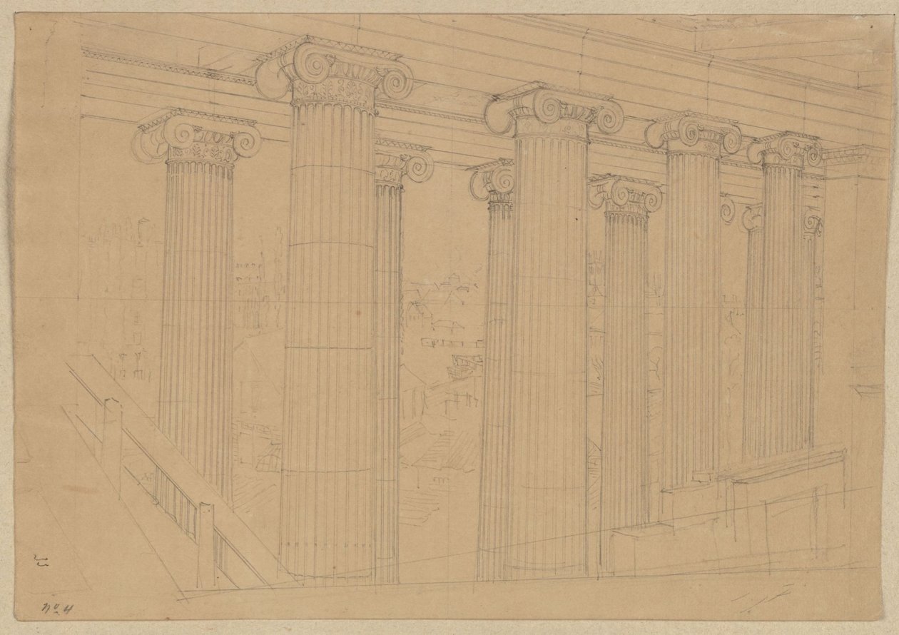 Berlin. Altes Museum vid Lustgarten. Utsikt från salen under byggandet av Karl Friedrich Schinkel