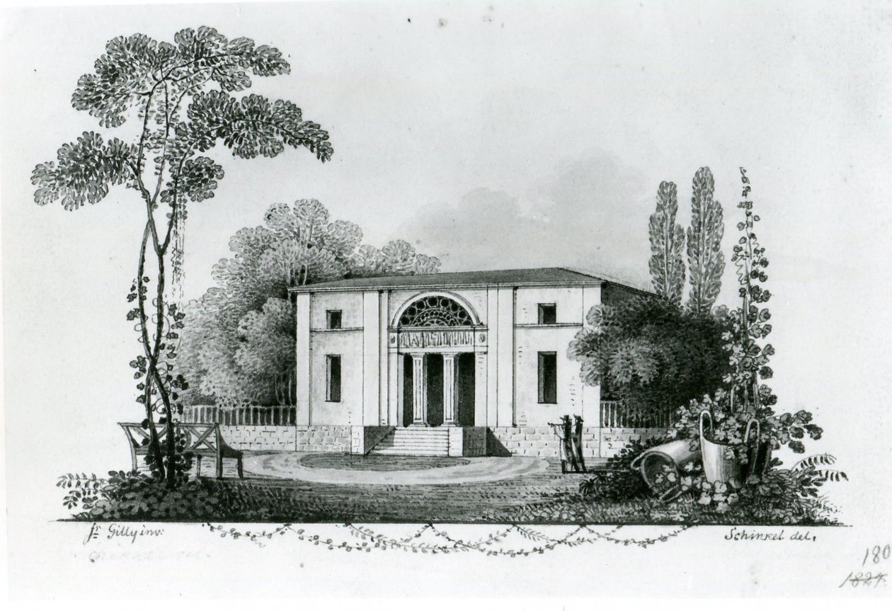 Berlin. Simons lantställe och ritning till Mölters lantställe av Karl Friedrich Schinkel