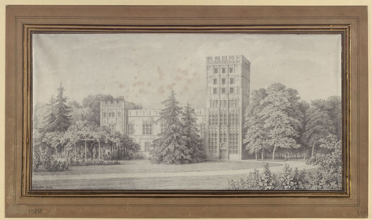 Berlin. Kavaljärhuset på Påfågelön. Vy av Karl Friedrich Schinkel