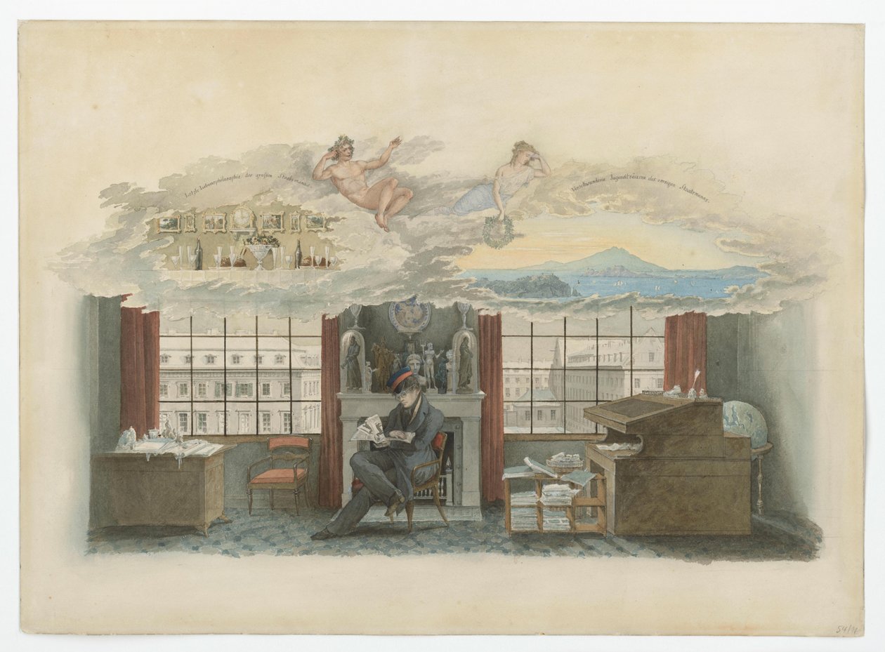 Berlin, Klosterstraße. Handelsinstitutet. Beuth i sin tjänstebostad av Karl Friedrich Schinkel