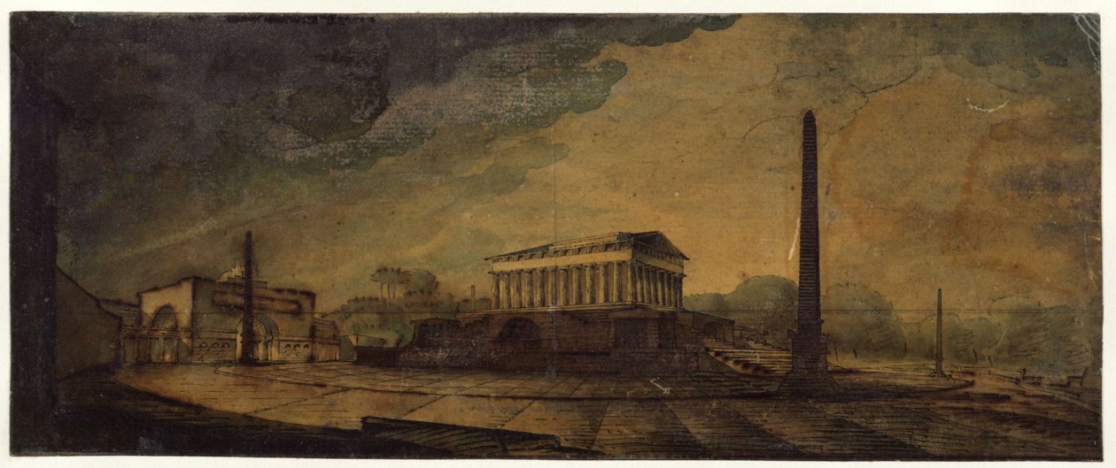 Berlin, Leipziger Platz. Förslag till monumentet över Fredrik II den store av Karl Friedrich Schinkel