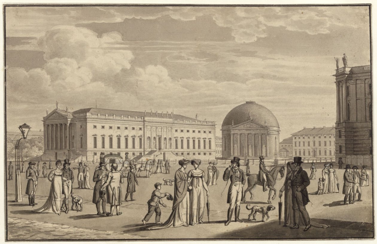 Berlin, Unter den Linden. Utsikt över operahuset och Hedwigskyrkan av Karl Friedrich Schinkel