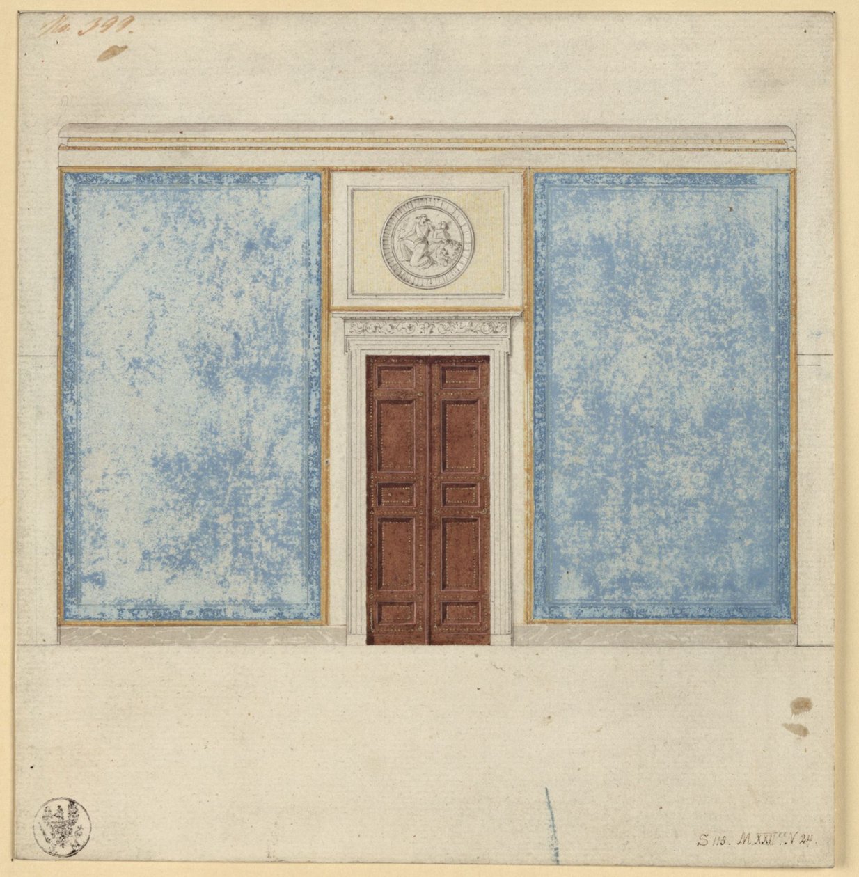 Berlin, Wilhelmstraße 102. Prins Albrecht av Preussens palats, utkast till ett sällskapsrum av Karl Friedrich Schinkel