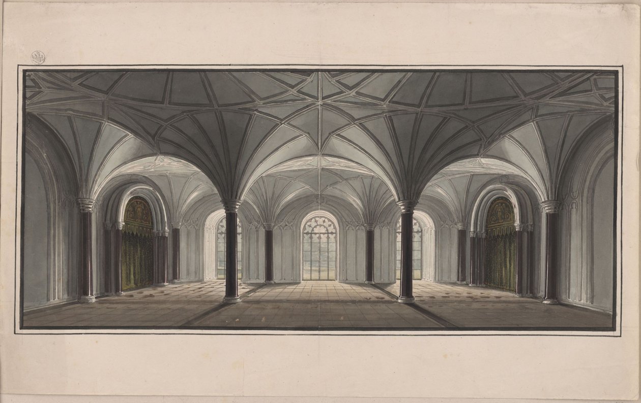 Berlin, Wilhelmstraße. Palais Radziwill (Radziwiłł). Skiss till trädgårdssalen av Karl Friedrich Schinkel