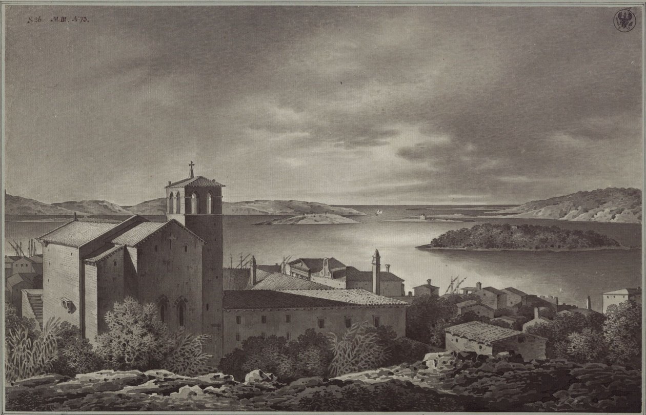 Utsikt över Pola och havet av Karl Friedrich Schinkel