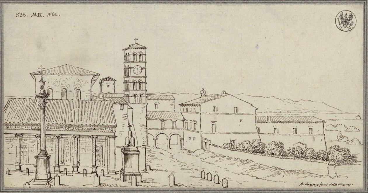 Utsikt över San Lorenzo fuori le mura i Rom av Karl Friedrich Schinkel