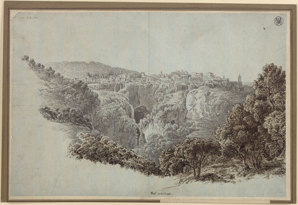 Utsikt från Monte Catillo västerut över Anio-dalen (Aniene) mot Tivoli av Karl Friedrich Schinkel