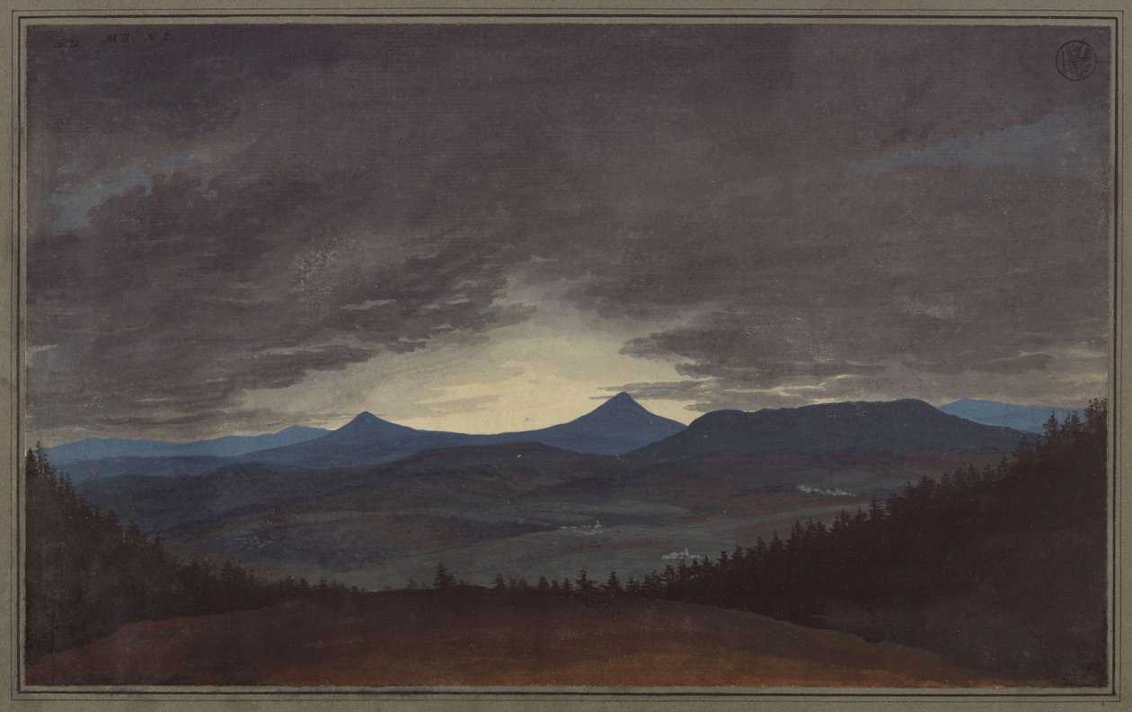 Böhmisk bergskedja i skymningen av Karl Friedrich Schinkel