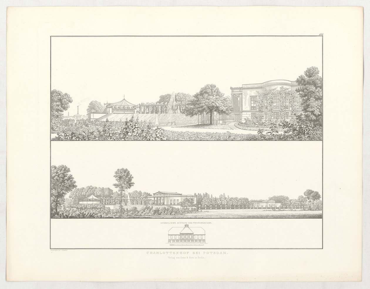 Charlottenhof nära Potsdam, blad 111 ur serien ”Samling av arkitektoniska ritningar” av Karl Friedrich Schinkel