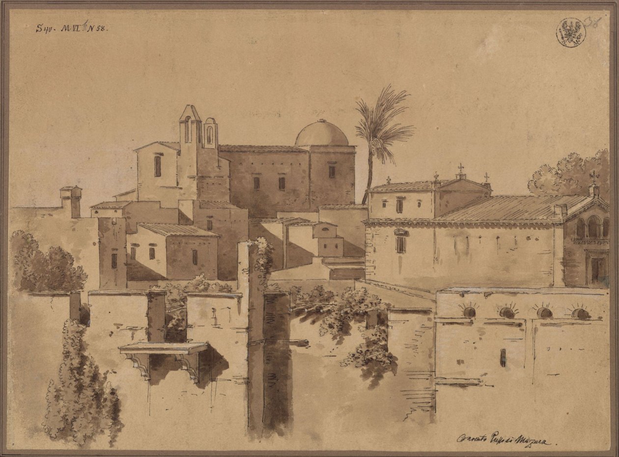 "Convento Presso di Mazara" / Kloster eller kyrka i Marsala på Sicilien av Karl Friedrich Schinkel