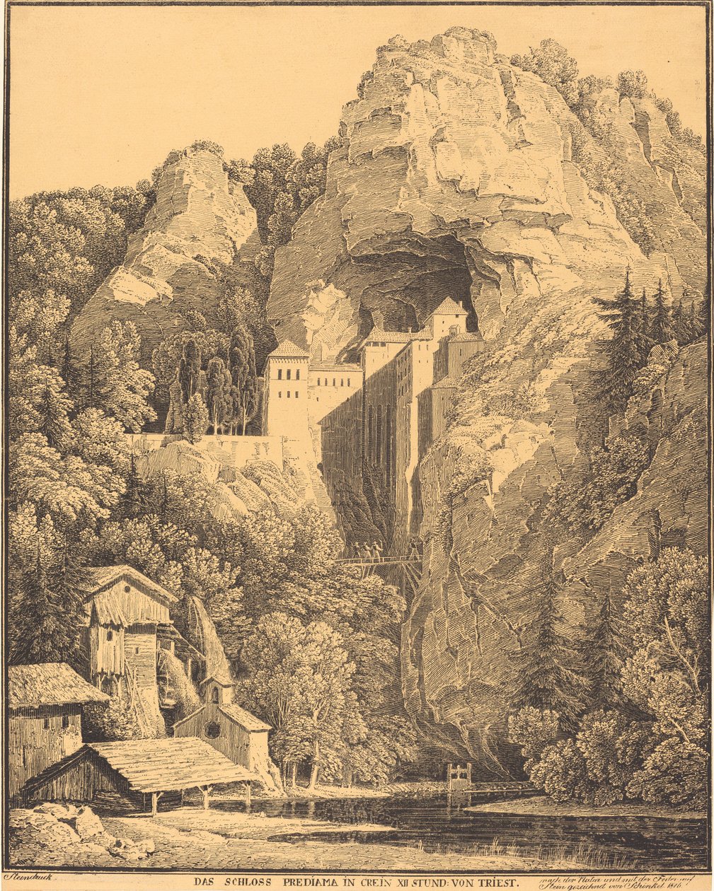 Prediama slott i Crein XII timme: från Trieste (Predjama slott i Carniola, tolv timmar från Trieste) av Karl Friedrich Schinkel
