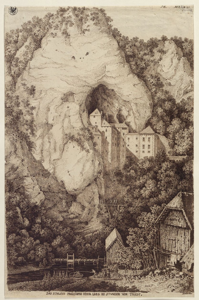 Slottet Predjama eller Lueg, XII timmar från Trieste av Karl Friedrich Schinkel