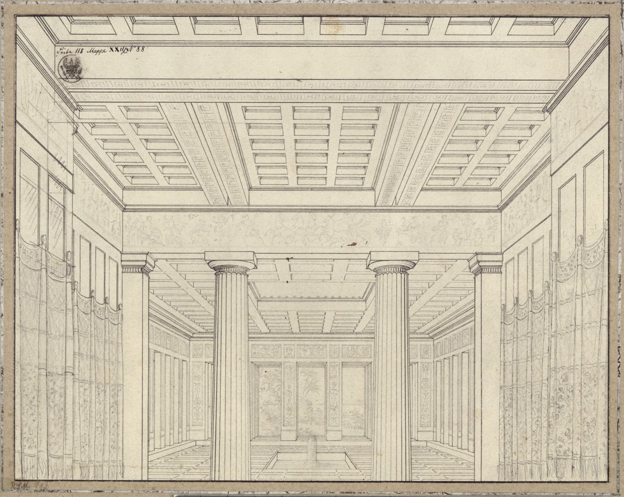 Dido. Opera av Bernhard Klein. Skiss till den 3:e dekorationen. Kammare i palatset av Karl Friedrich Schinkel