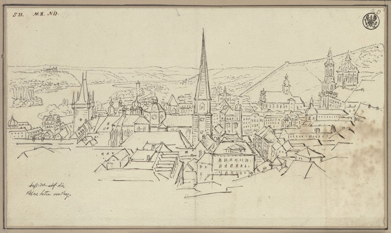 Malá Strana i Prag sedd från Hradčany av Karl Friedrich Schinkel