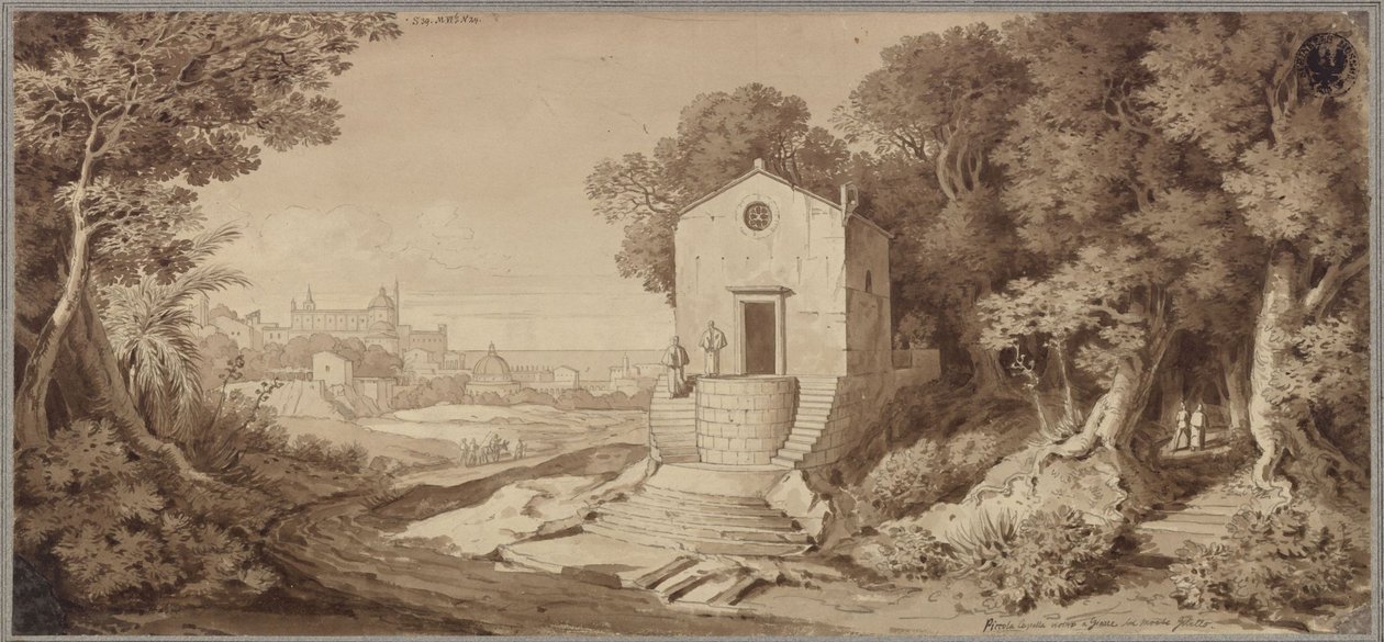Ett litet kapell byggt av lava nära Giarre på Etna av Karl Friedrich Schinkel