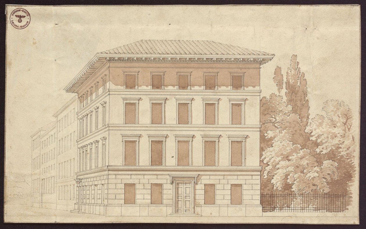 Förslag till ett bostadshus. Vy av Karl Friedrich Schinkel