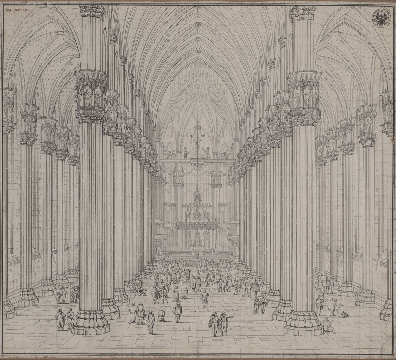Interiör av Milanos domkyrka av Karl Friedrich Schinkel