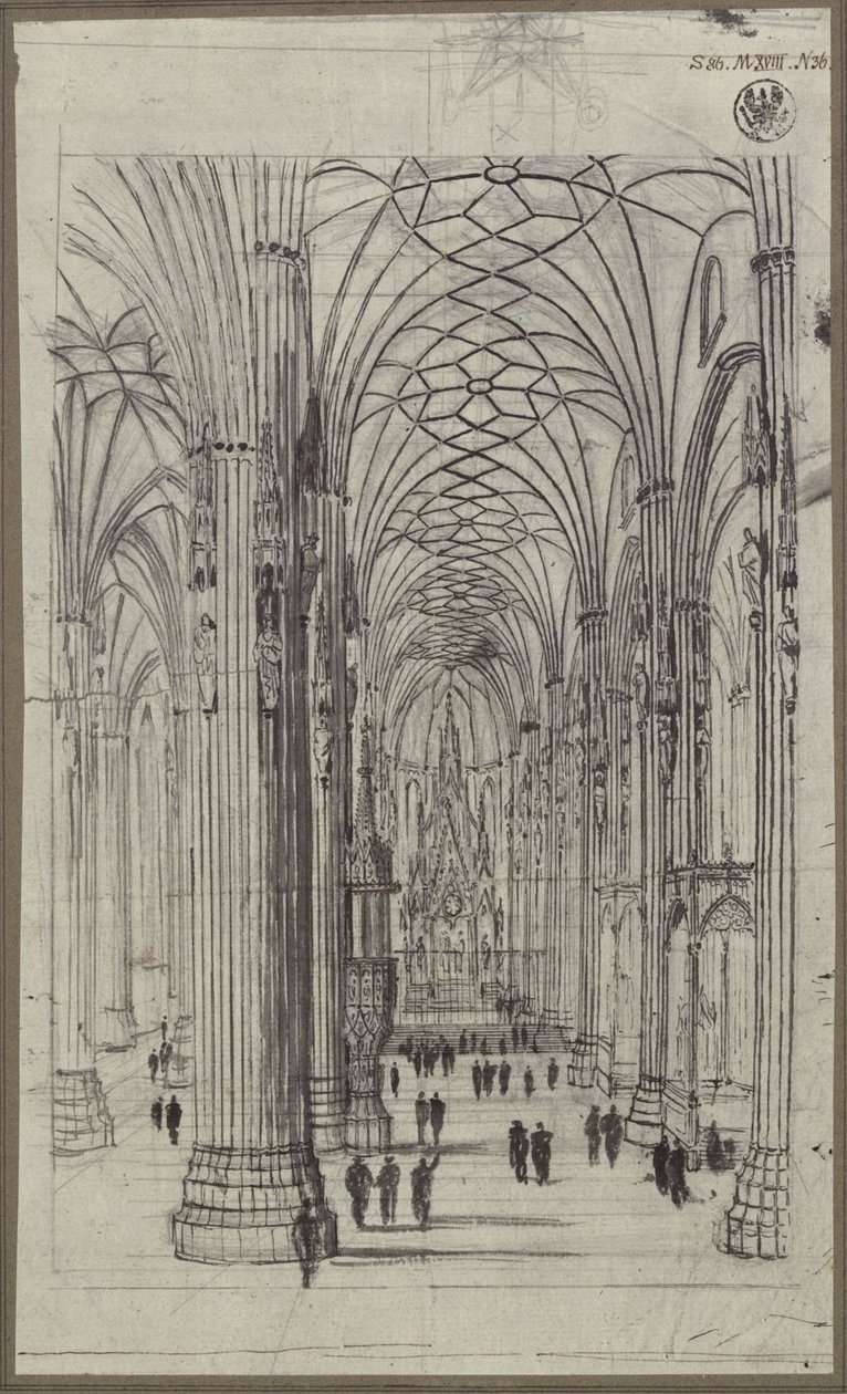 Interiörbild från Sankt Stephan i Wien av Karl Friedrich Schinkel