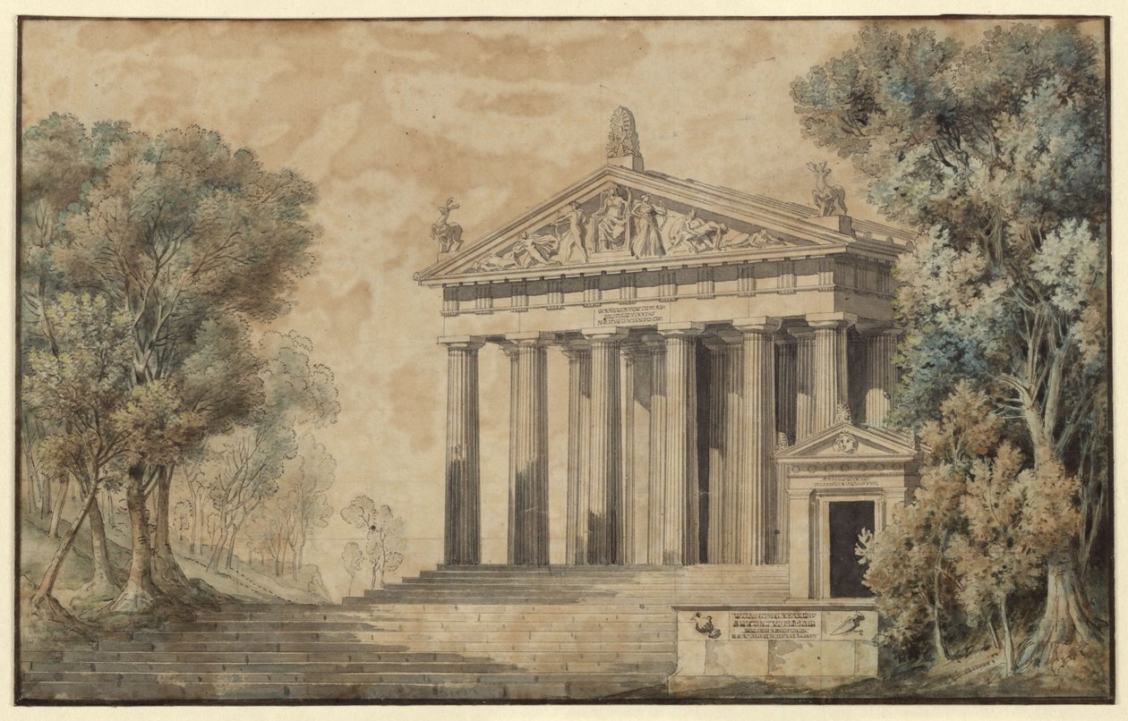 Ifigenia på Tauris. Skådespel av Johann Wolfgang von Goethe. Förslag till dekor. Dianas tempel av Karl Friedrich Schinkel