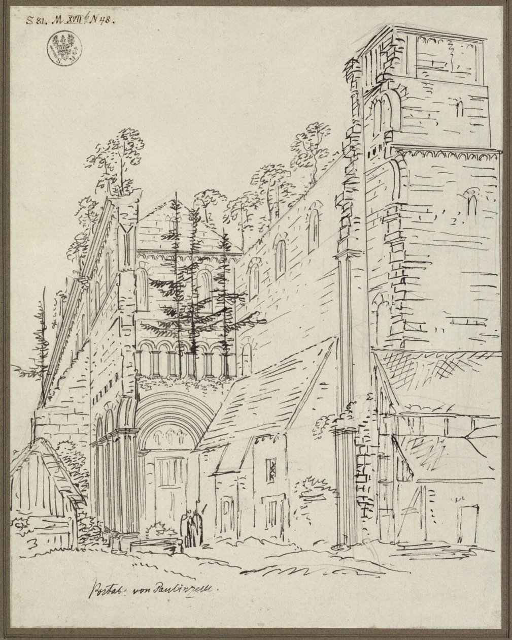 Klosterruinen i Paulinzella. Vy från väster av Karl Friedrich Schinkel