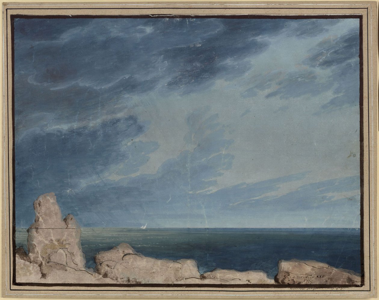 Kung Yngurd. Tragedi av Adolf Müllner. Utkast till den andra scendekorationen. Den norra havshorisonten av Karl Friedrich Schinkel