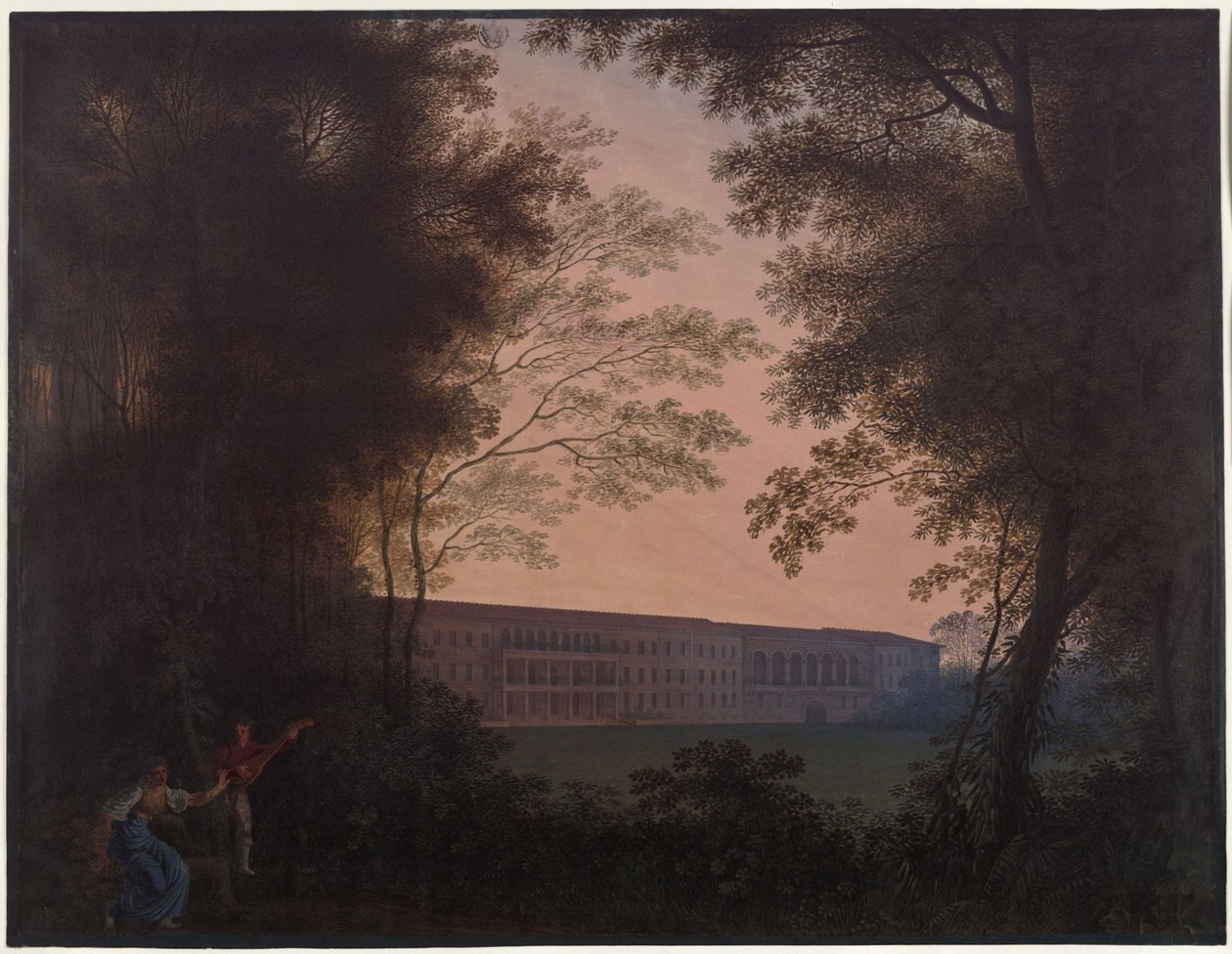 Köstritz. Slottet. Utsikt mot trädgården av Karl Friedrich Schinkel
