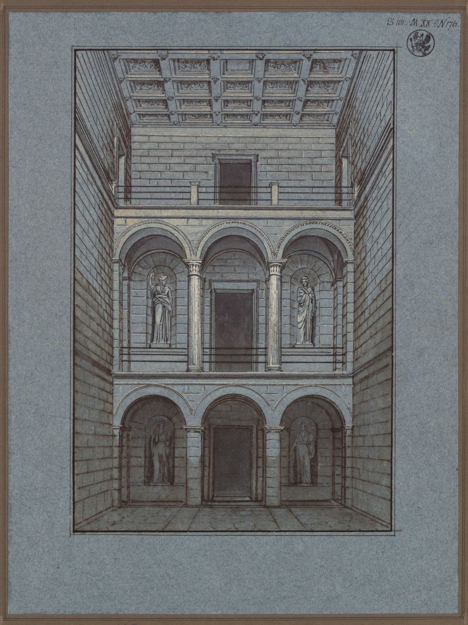 Köstritz. Slottet. Vestibul, från ingångssidan. Utsikt av Karl Friedrich Schinkel