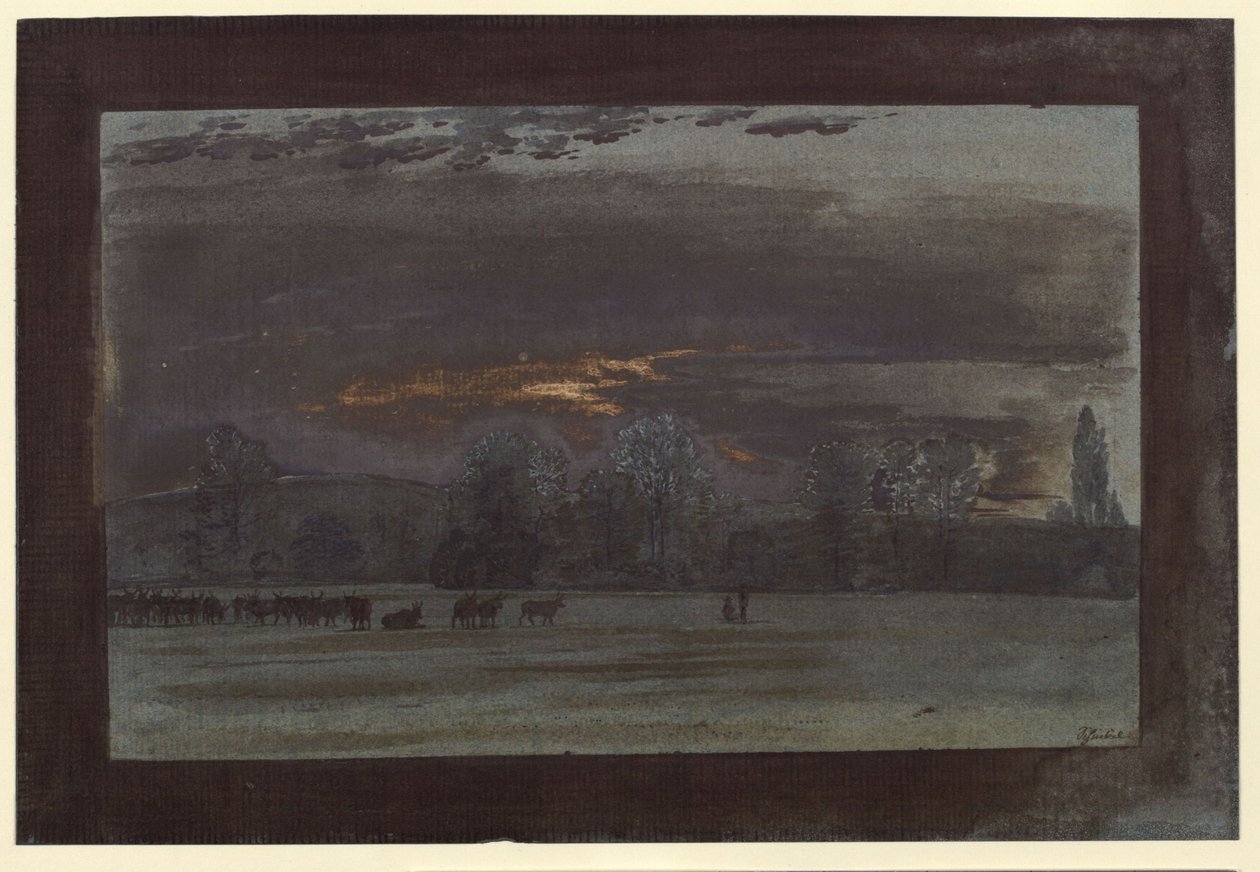 Landskap med boskapshjord av Karl Friedrich Schinkel