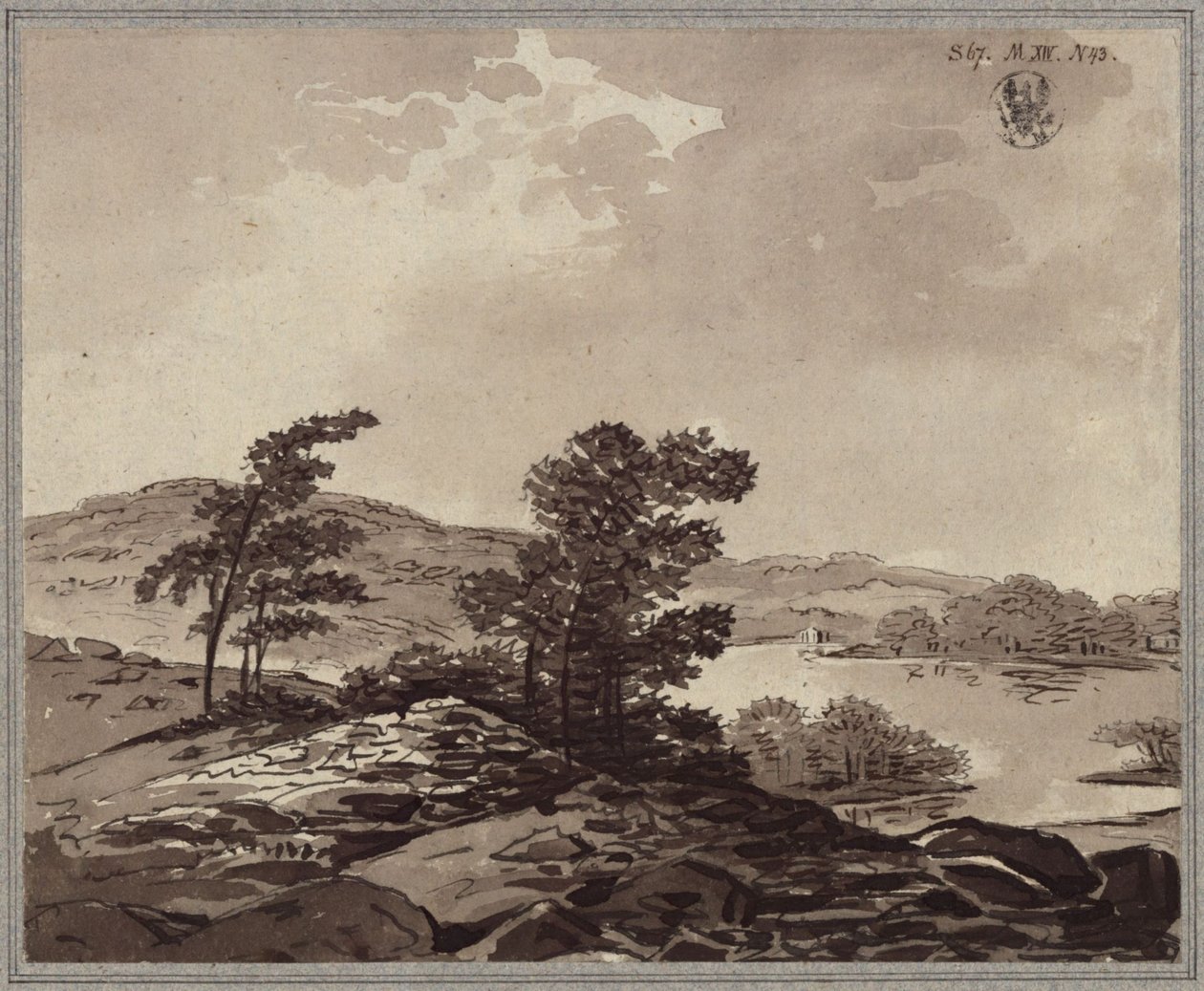 Landskap med sjö av Karl Friedrich Schinkel