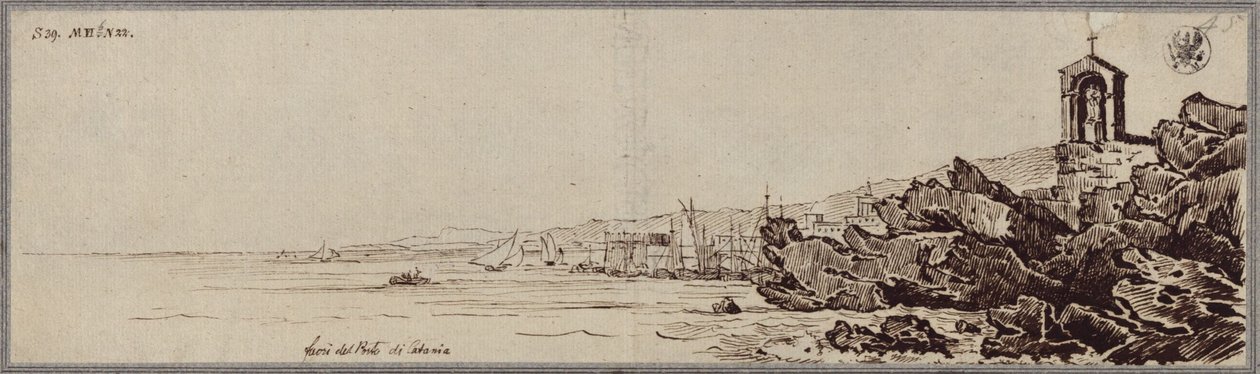"Lavamassor vid hamnen i Catania" av Karl Friedrich Schinkel