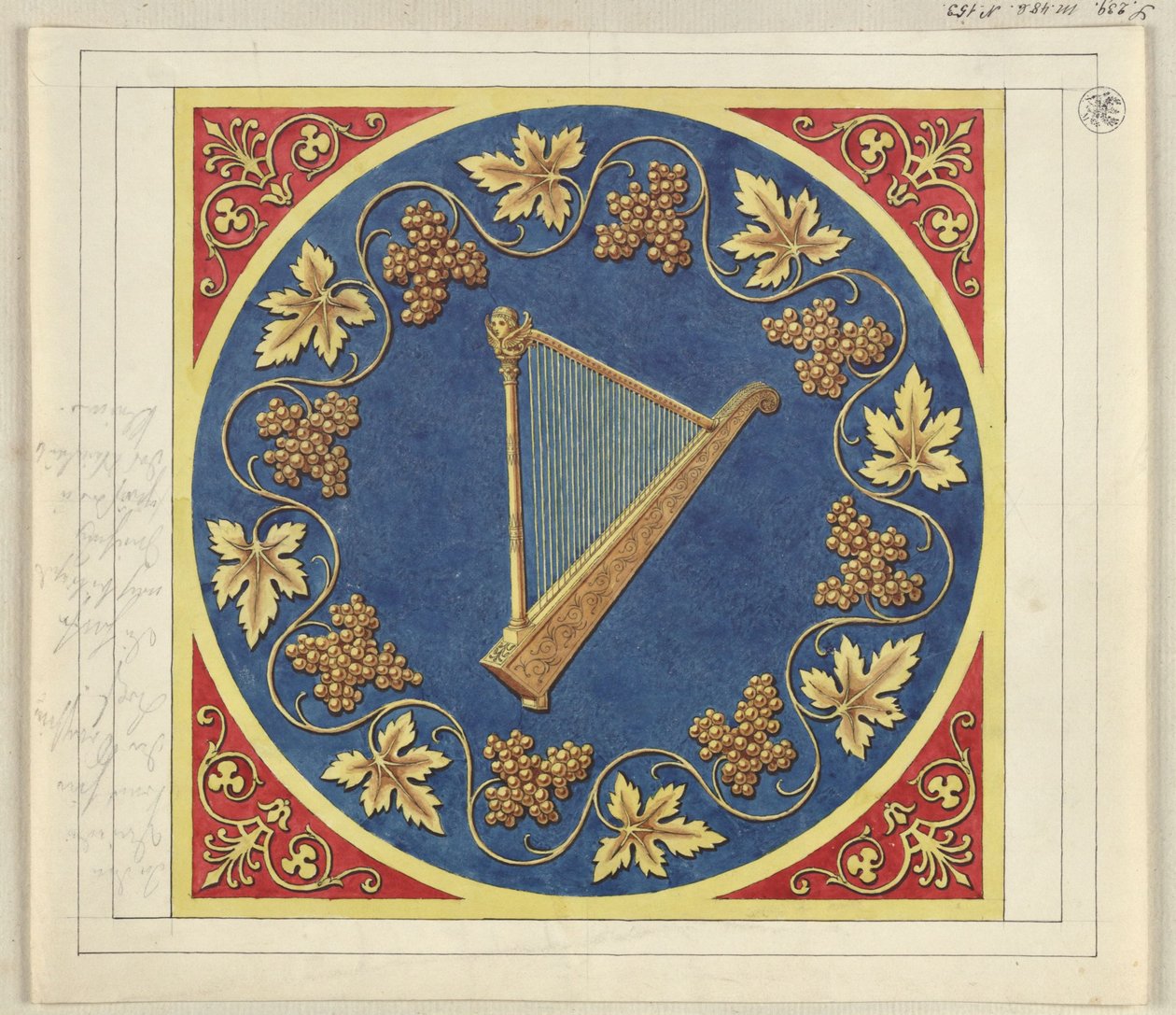 Medaljongformgivning med gyllene harpa av Karl Friedrich Schinkel