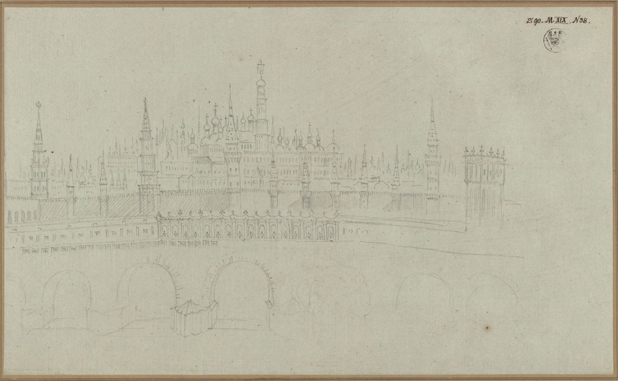 Moskva. Utsikt över Kreml av Karl Friedrich Schinkel