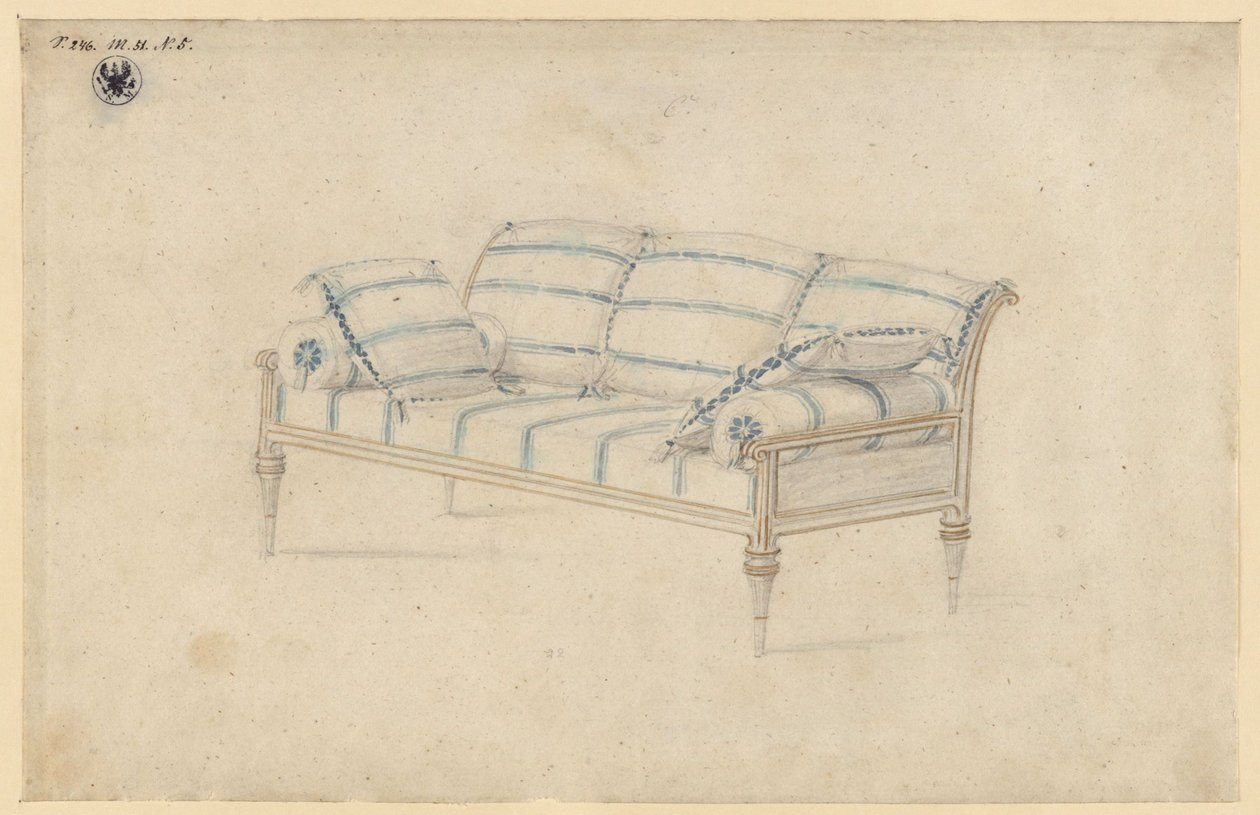 Potsdam-Sanssouci. Charlottenhofs slott. Soffa av Karl Friedrich Schinkel