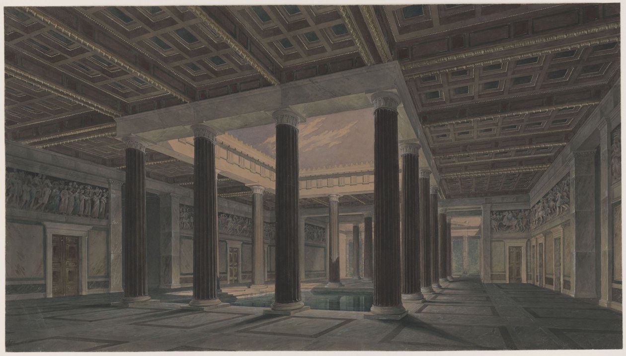 Orianda slott på Krim. Antik utformning. Stort atrium av Karl Friedrich Schinkel
