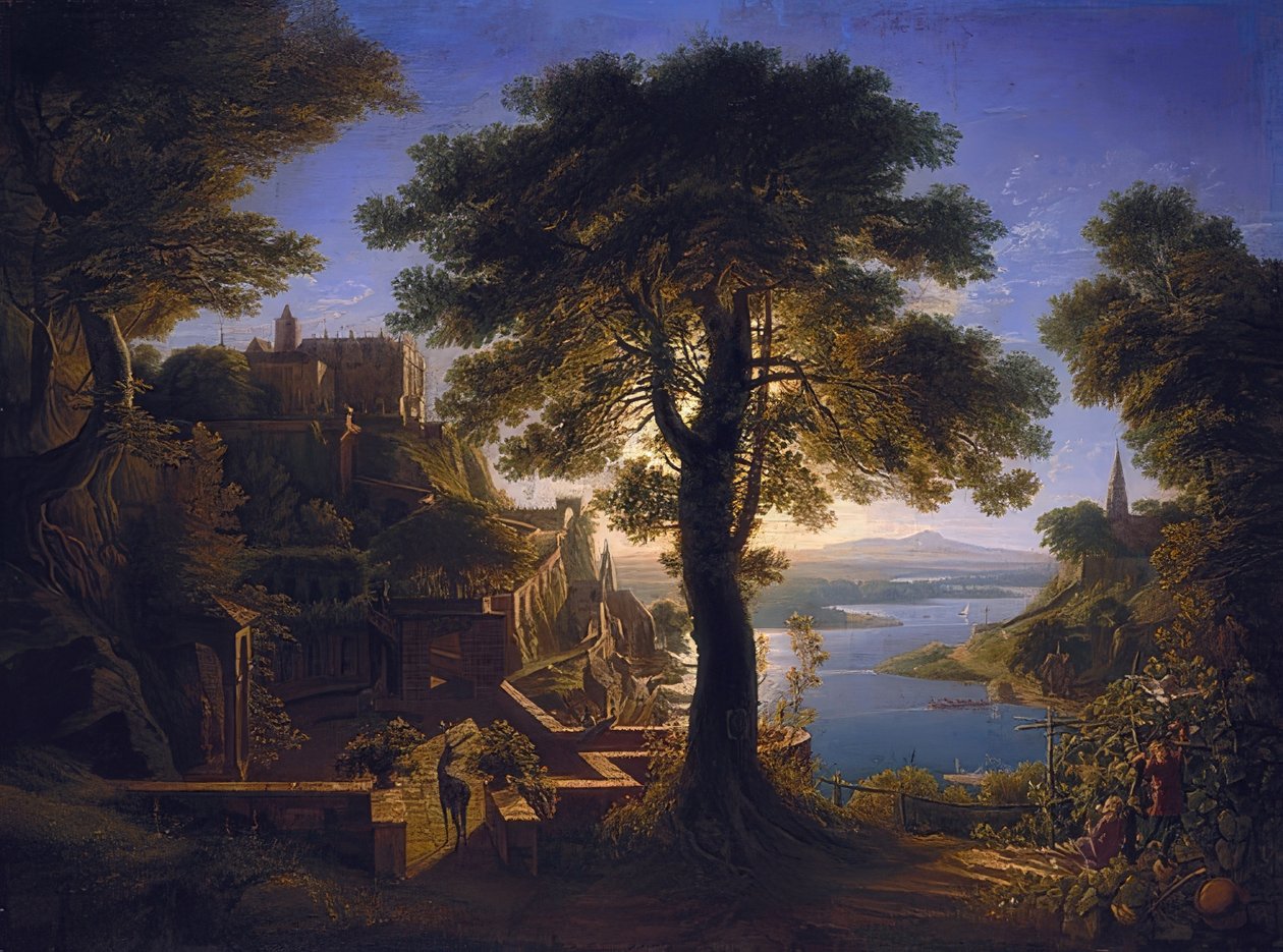 Slott vid floden. 1820 av Karl Friedrich Schinkel