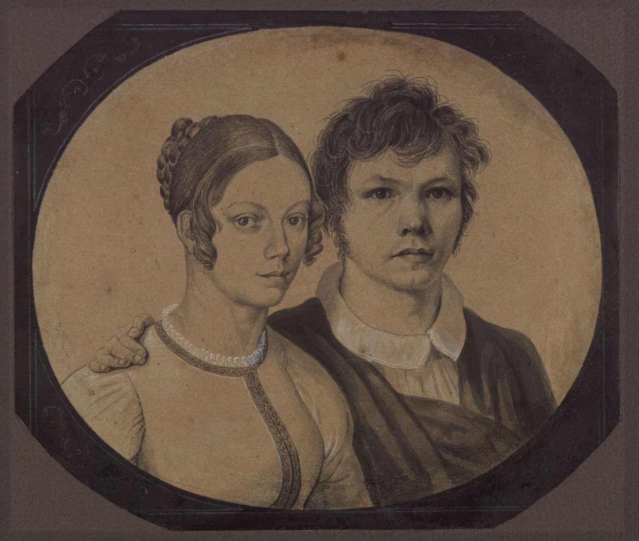 Självporträtt av Karl Friedrich Schinkel med Susanne Schinkel, född Berger av Karl Friedrich Schinkel