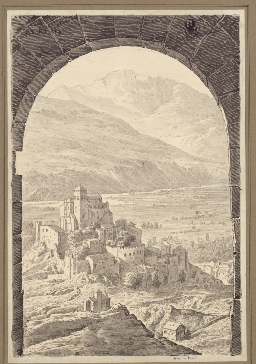 Sion i den schweiziska kantonen Valais av Karl Friedrich Schinkel