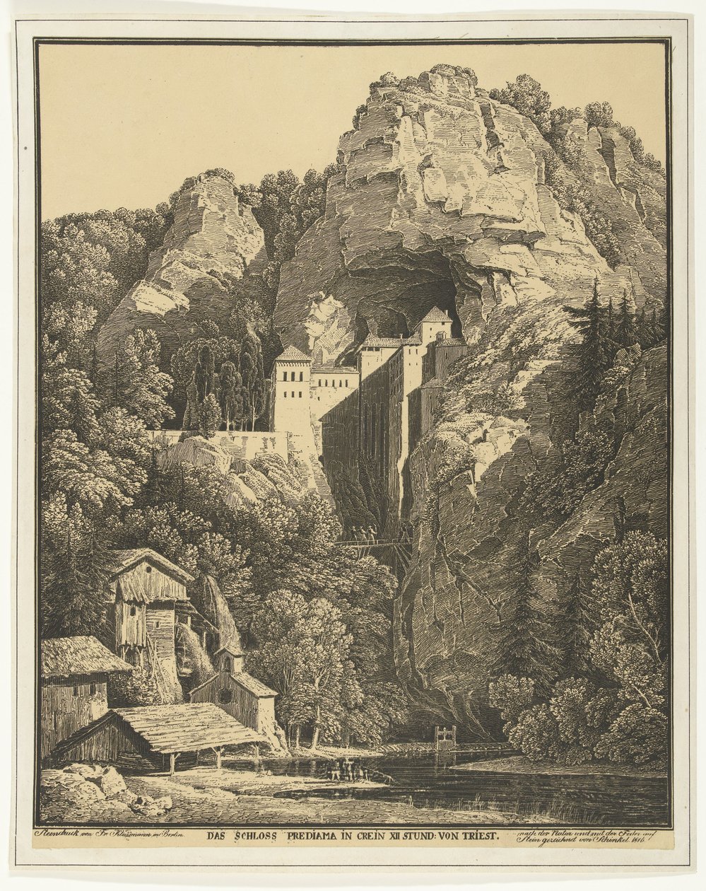 Slottet Prediama mellan klipporna Das Schloss Prediama i Crein XII Stund von Triest (titel på objekt) av Karl Friedrich Schinkel
