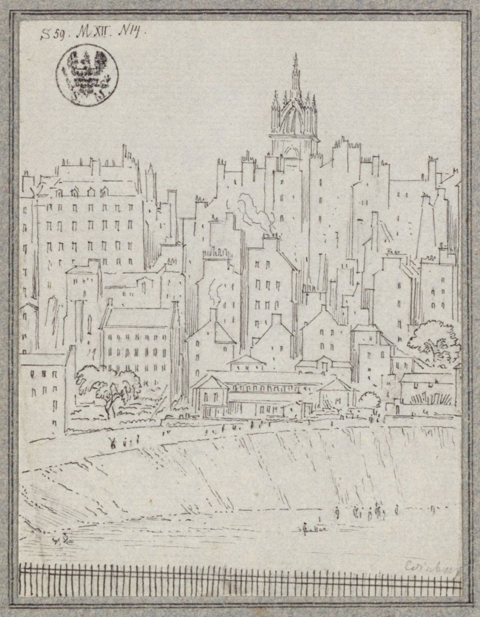 Stadsutsikt över Edinburgh med hus av Karl Friedrich Schinkel