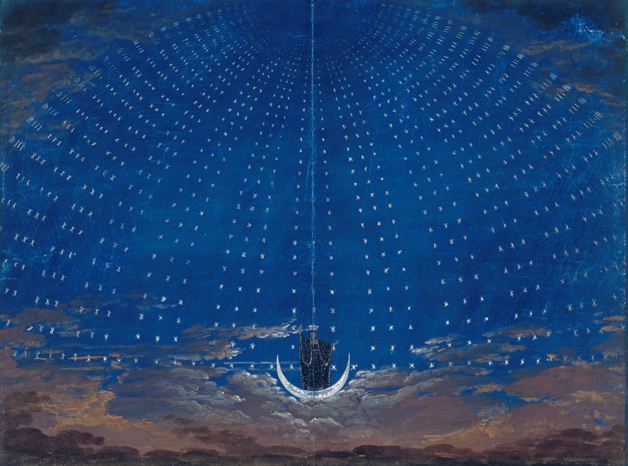Scendekor till Mozarts Trollflöjten av Karl Friedrich Schinkel