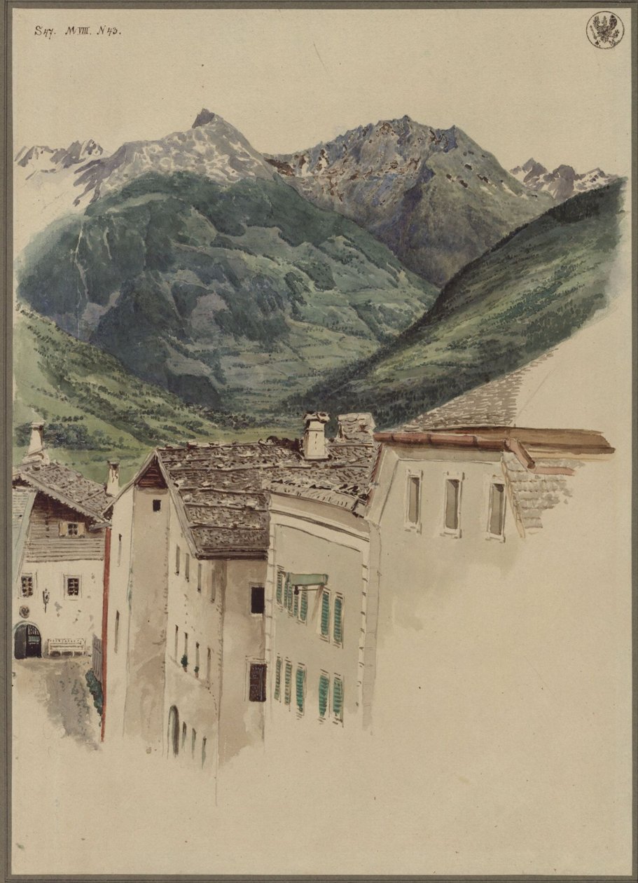Gata i Hofgastein med utsikt över Hüttelkogel, Graukogel, Feuerseng-massivet och Gamskarspitze av Karl Friedrich Schinkel