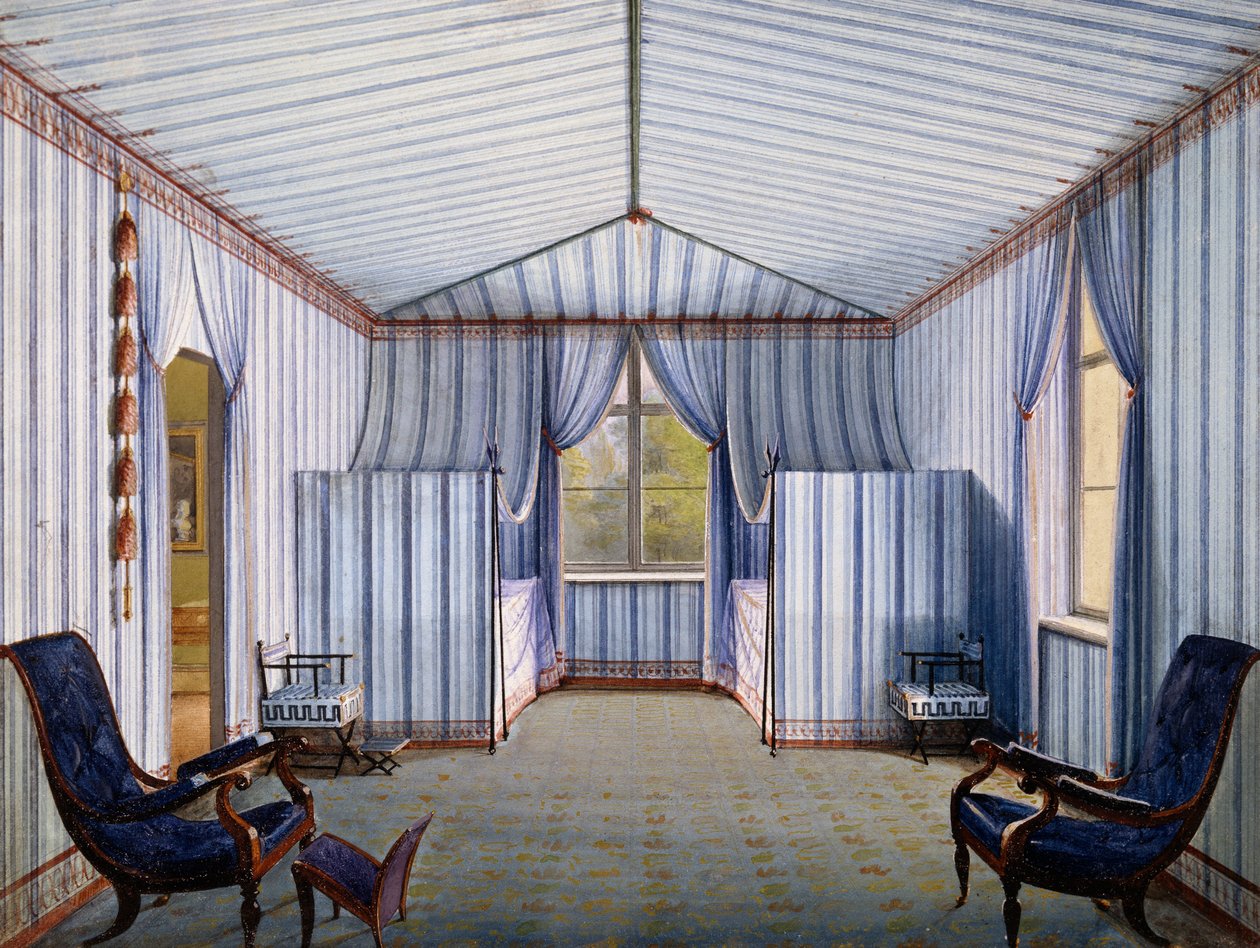 Tältrum i slottet Charlottenhof, efter 1830, akvarell av Karl Friedrich Schinkel (1781-1841) av Karl Friedrich Schinkel