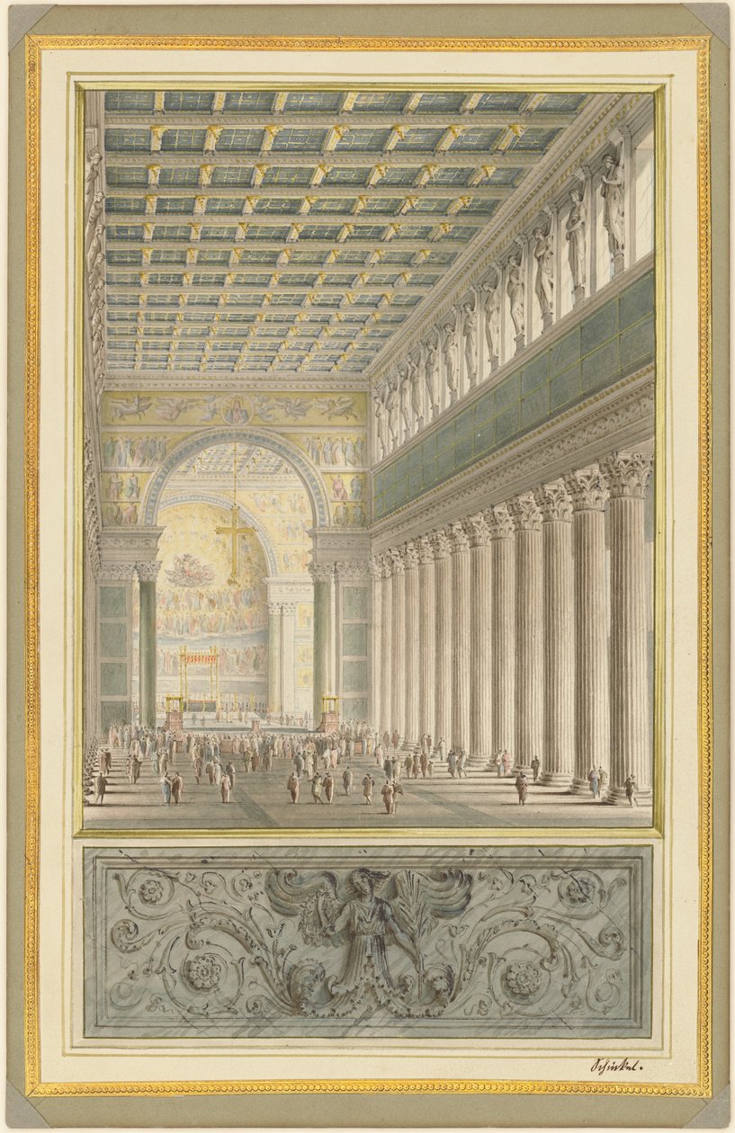 Mittskeppet, absiden och korsningen av en katedral för Berlin av Karl Friedrich Schinkel